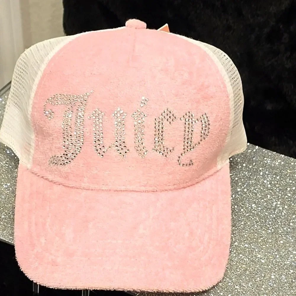 Juicy‎ Couture Rhinestone Logo Velour Snapback Cap
